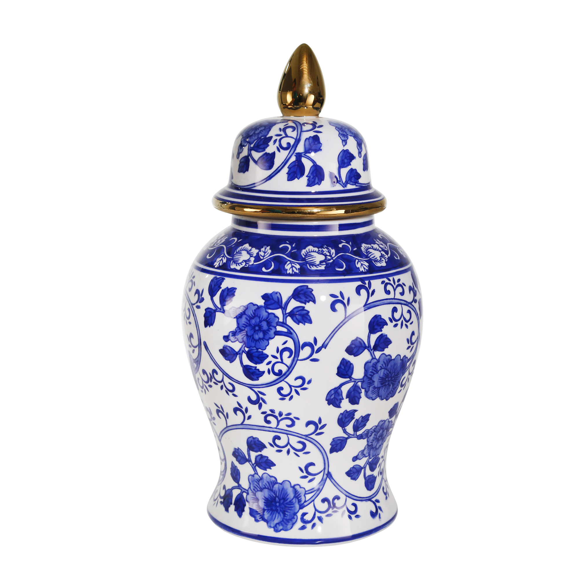 SAGEBROOK HOME CERAMIC 14" Temple Jar Blue And White VC10467-04 $85.10